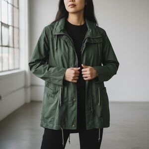 I. Spiewak & Sons Olive Hooded Jacket Raincoat Windbreaker XS‎